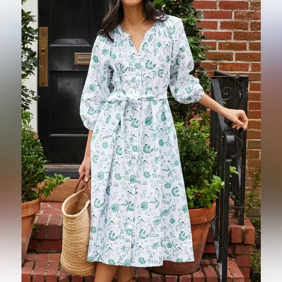 Lake Pajamas - Floral White Midi Dress - Picture 3 of 7